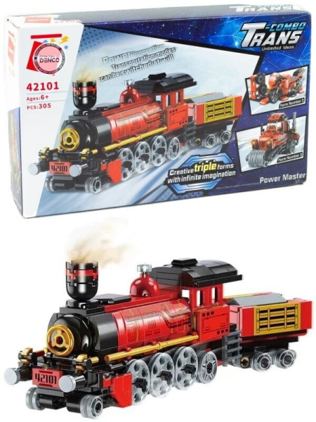 Конструктор Qman 42101 - Паровоз, мотоцикл, трактор 3в1