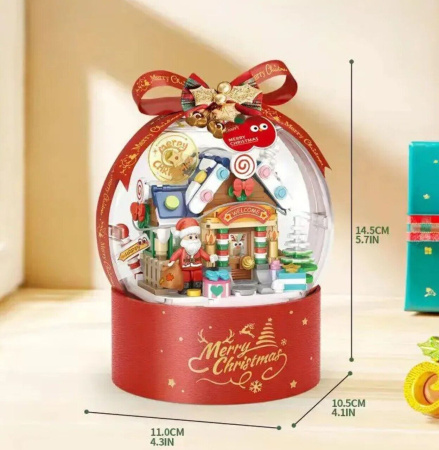 Конструктор Loz 1303 - Новогодний шар Рождественский домик со светом